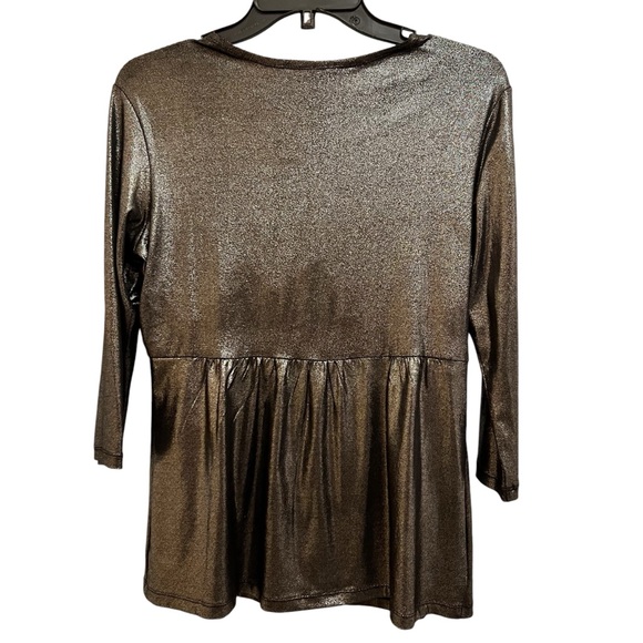 Bay Studio Career 4 Button Gunmetal Metallic Gray Top size M NWOT - Picture 2 of 5